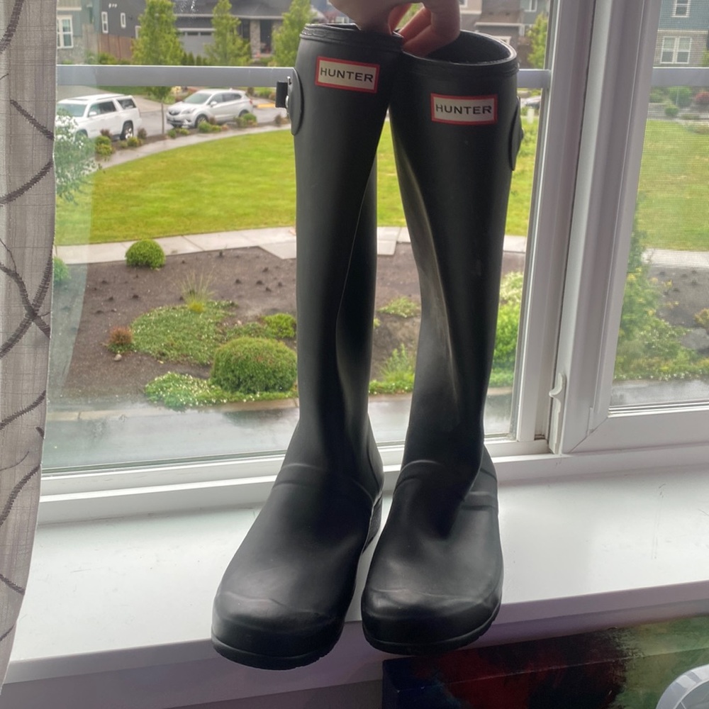 Tall Matte Black Hunter Rain Boots